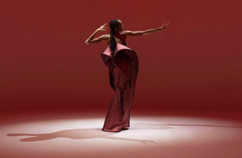 Zac Posen metallic red sculpted evening gown. (Photo courtesy of Zac Posen)
