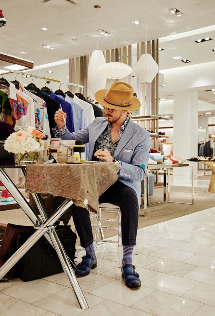 Customized denim for shoppers that night. (Photo by Jonathan Zizzo)