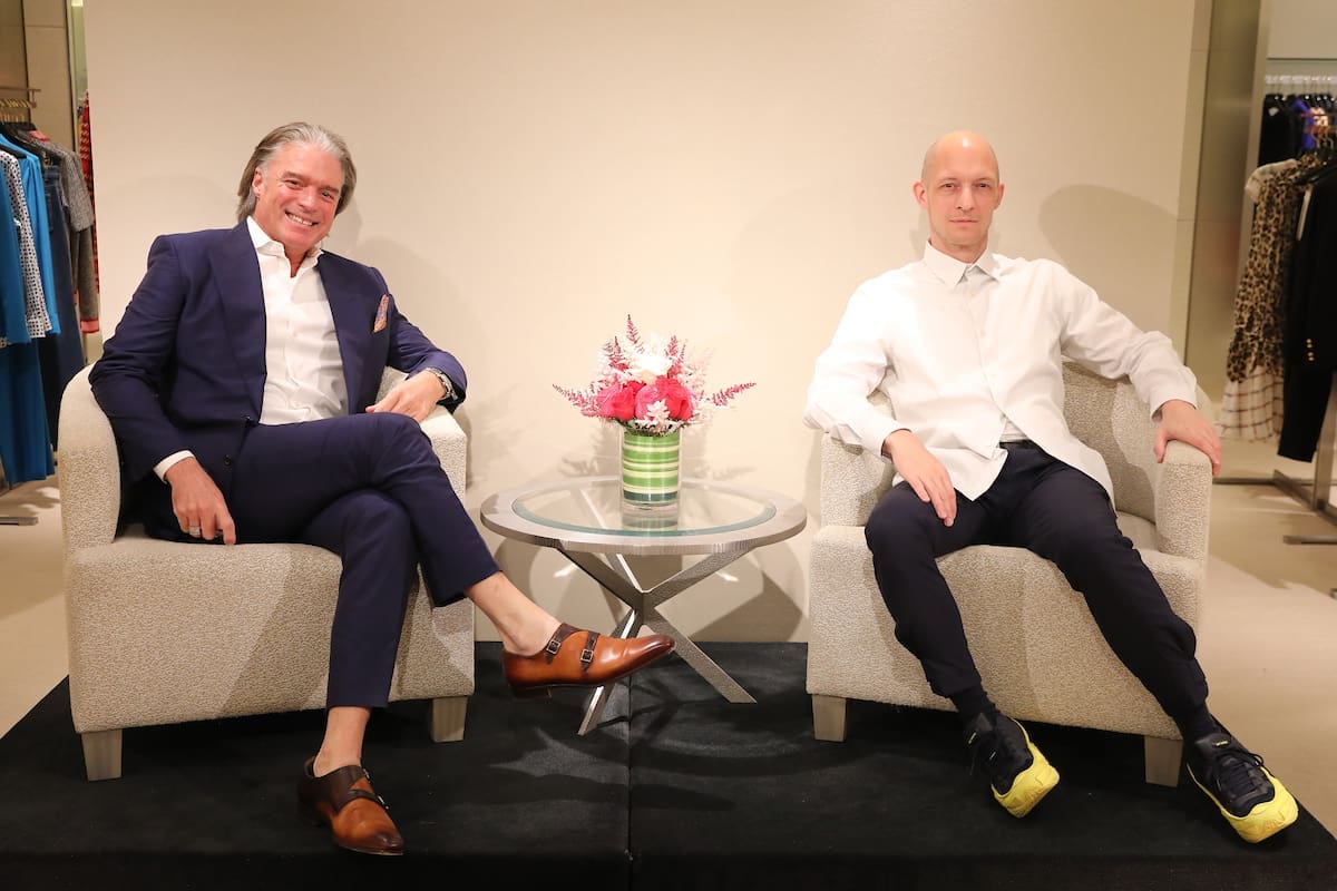 Neiman Marcus GM Stephen Brunelle, designer Christian Juul Nielsen (Photo by Priscilla Dickson)