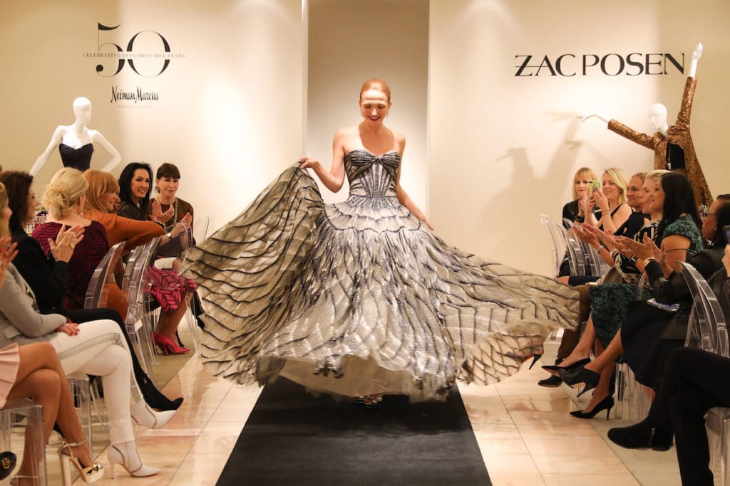 Zac Posen's gowns wow the ladies at this luncheon, hosted by Kristina Somerville, at Neiman Marcus.  (Photo by Priscilla Dickson)