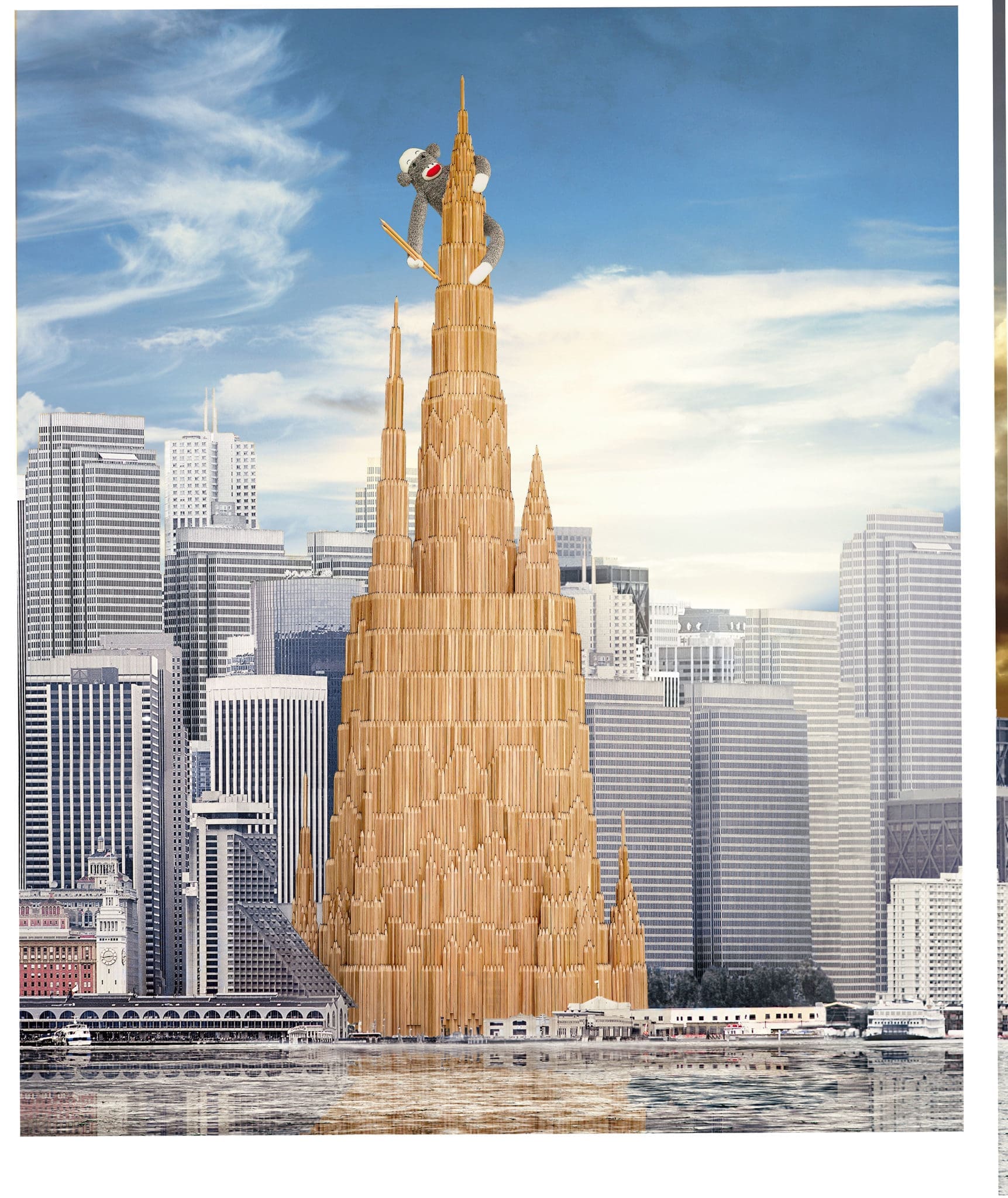 Michael Galbreth and Jack Massing infiltrated the Neiman Marcus Christmas Book in 2006 with The Art Guys' "Bonded Activity #55, (Skyscraper)," 1997. (Composite photo by Philip Chudy, courtesy The Art Guys) 