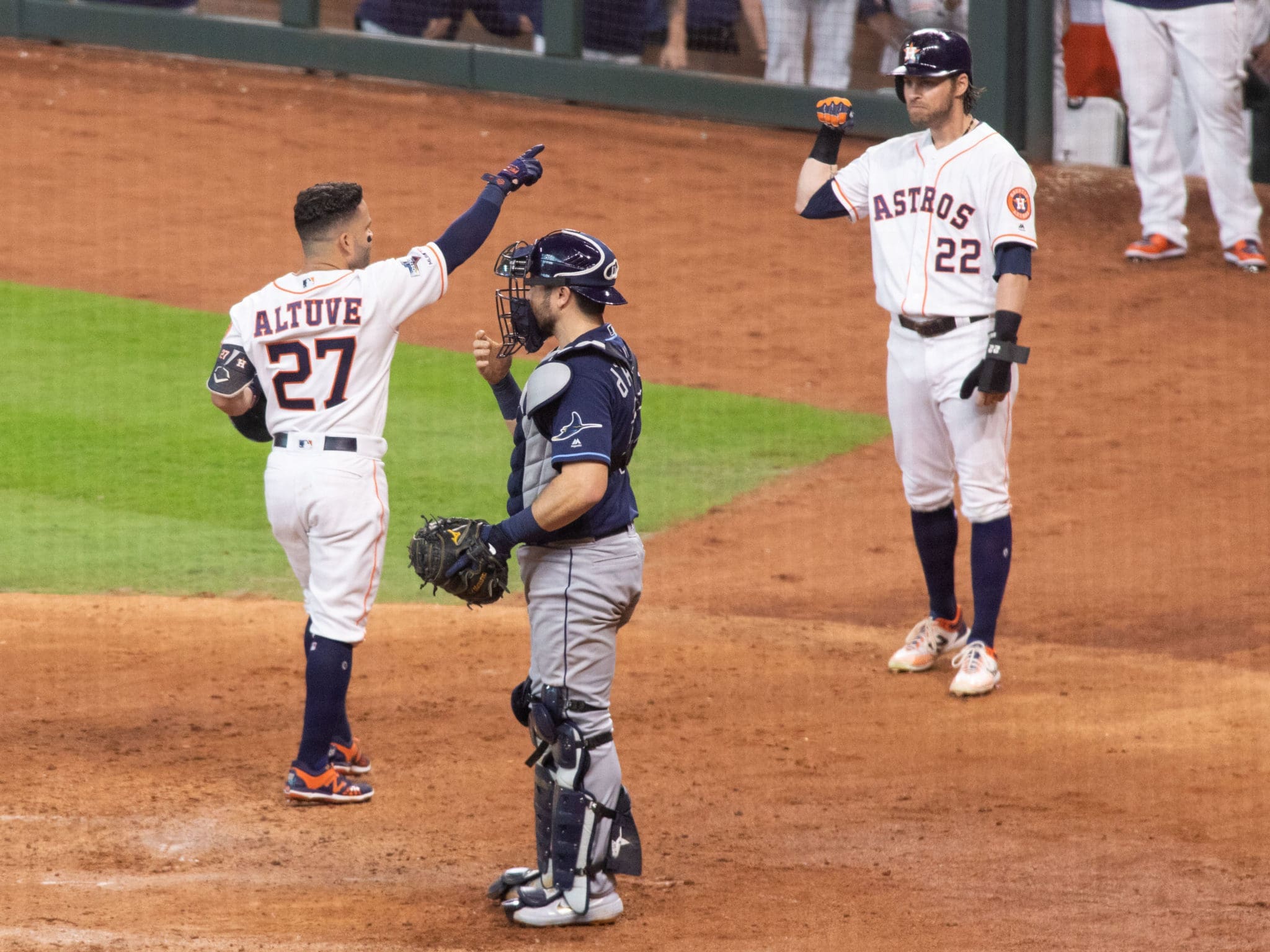 Jose Altuve is at the heart of everything the Astros do. And Josh Reddick knows it. (Photo by F. Carter Smith)