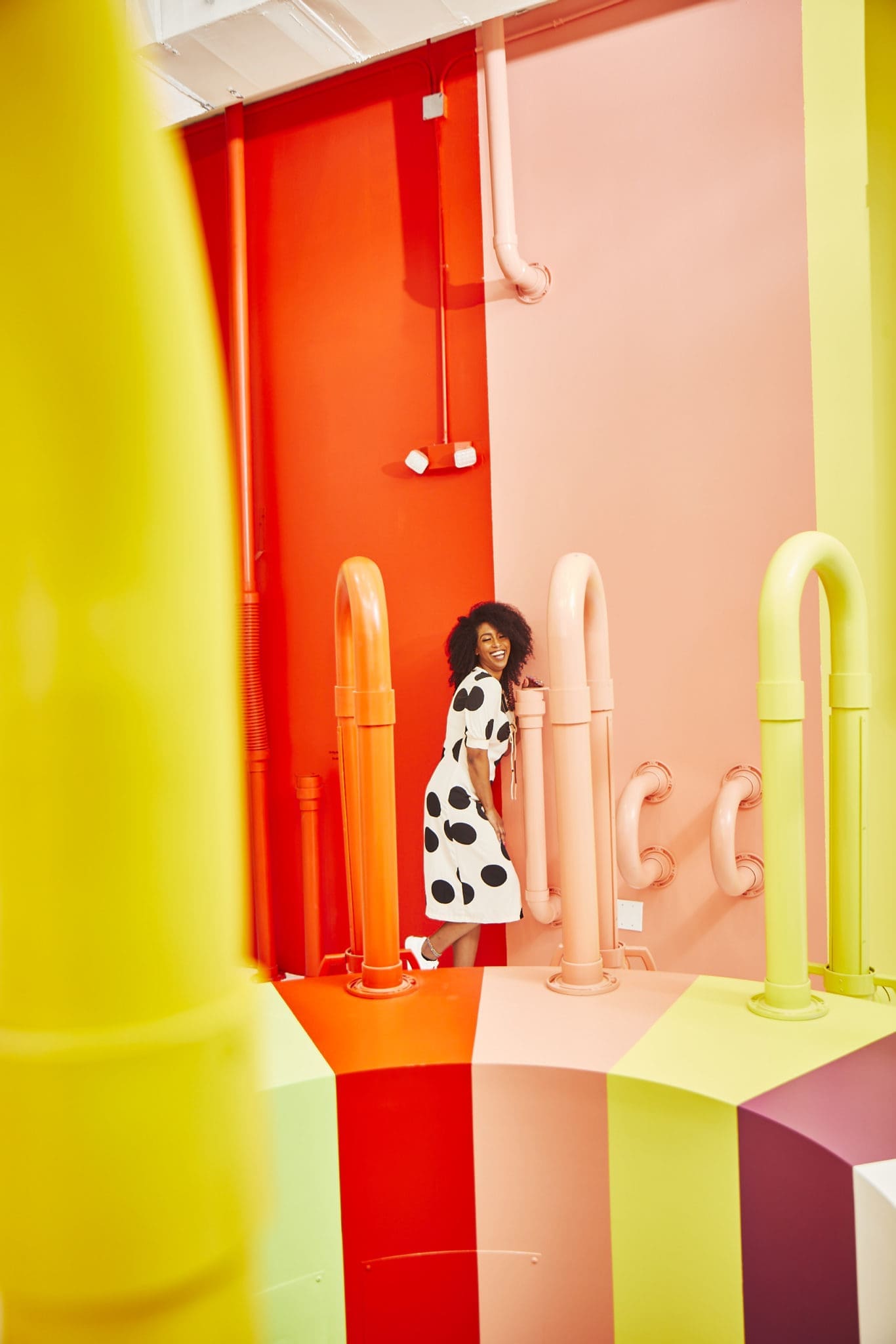 In “Chromaroma,” you sniff the opening in a metal pipe to see if a scent contained within conjures up an expected memory, (Photo by Cody Bess)