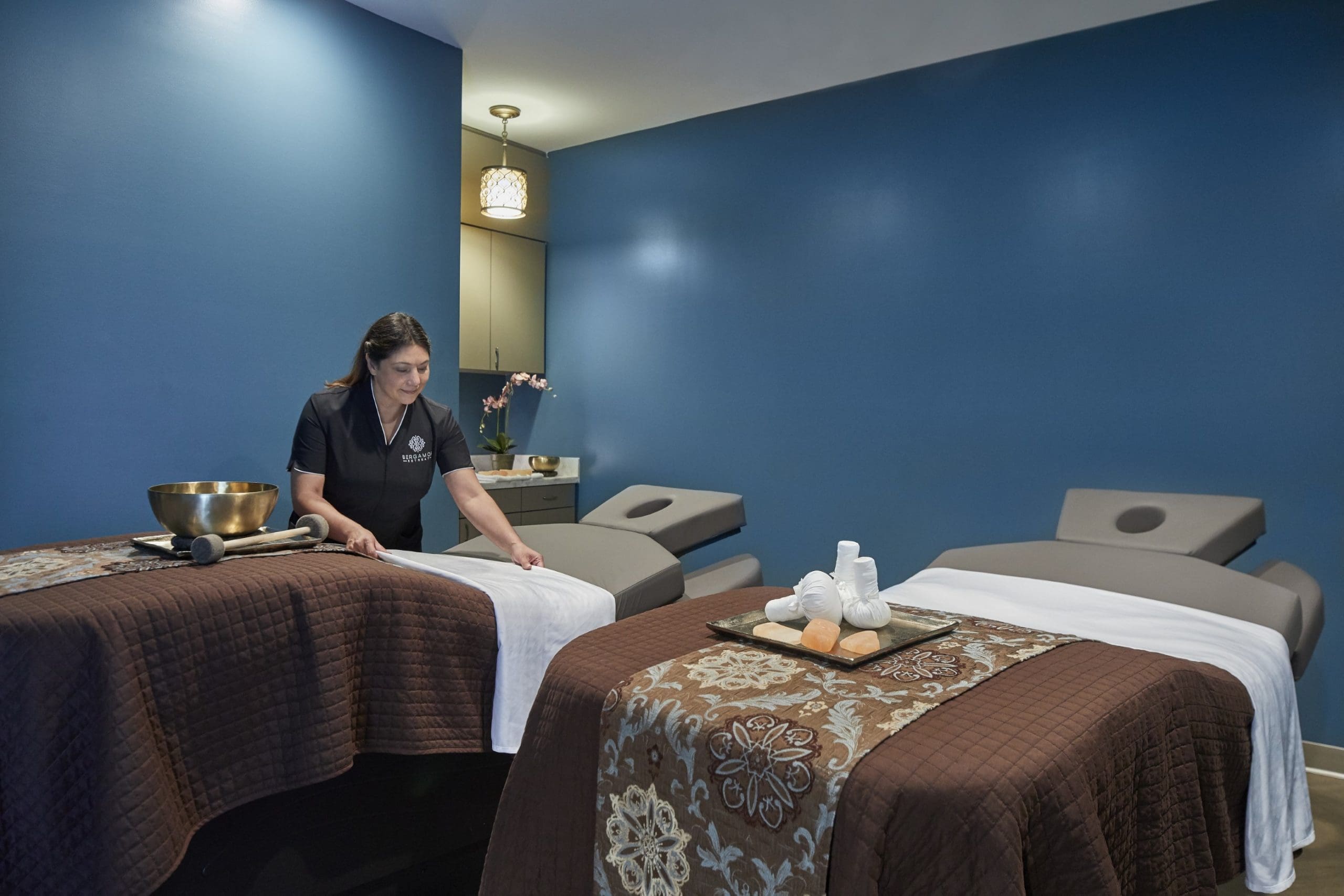 The couples treatment room at Bergamos spa.