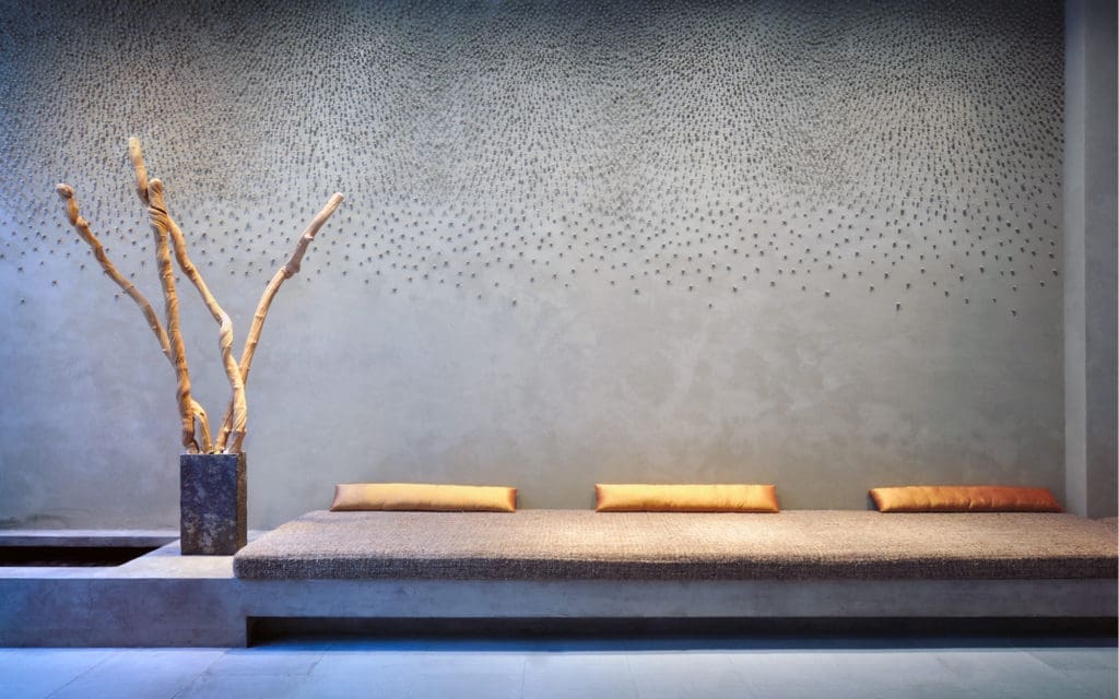 Wall installation by ceramic artist Jennifer Prichard.
