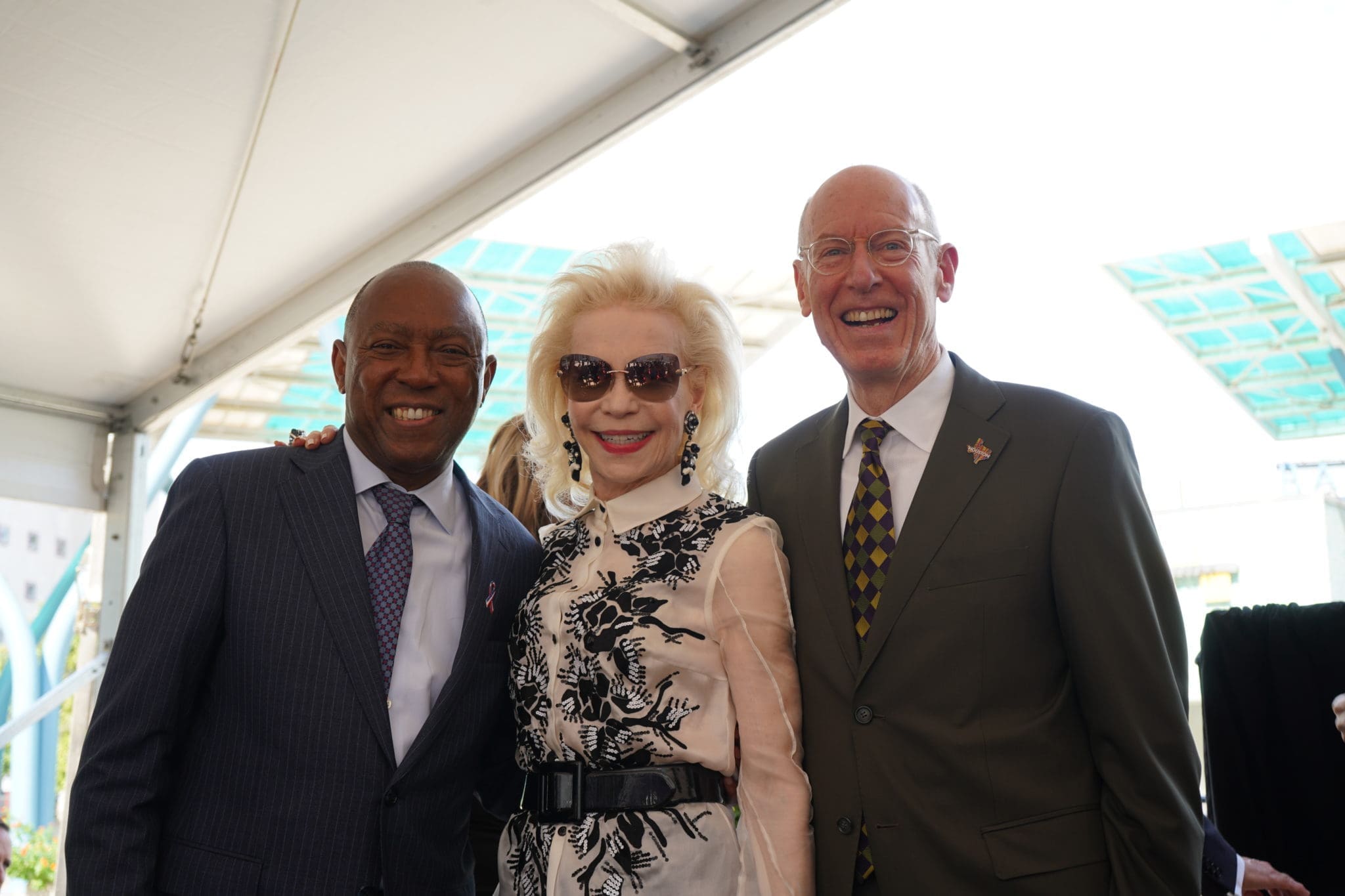Mayor Sylvester Turner, Lynn Wyatt, David Mincberg, Houston First chairman (Photo by Shane Hughes, Houston First)