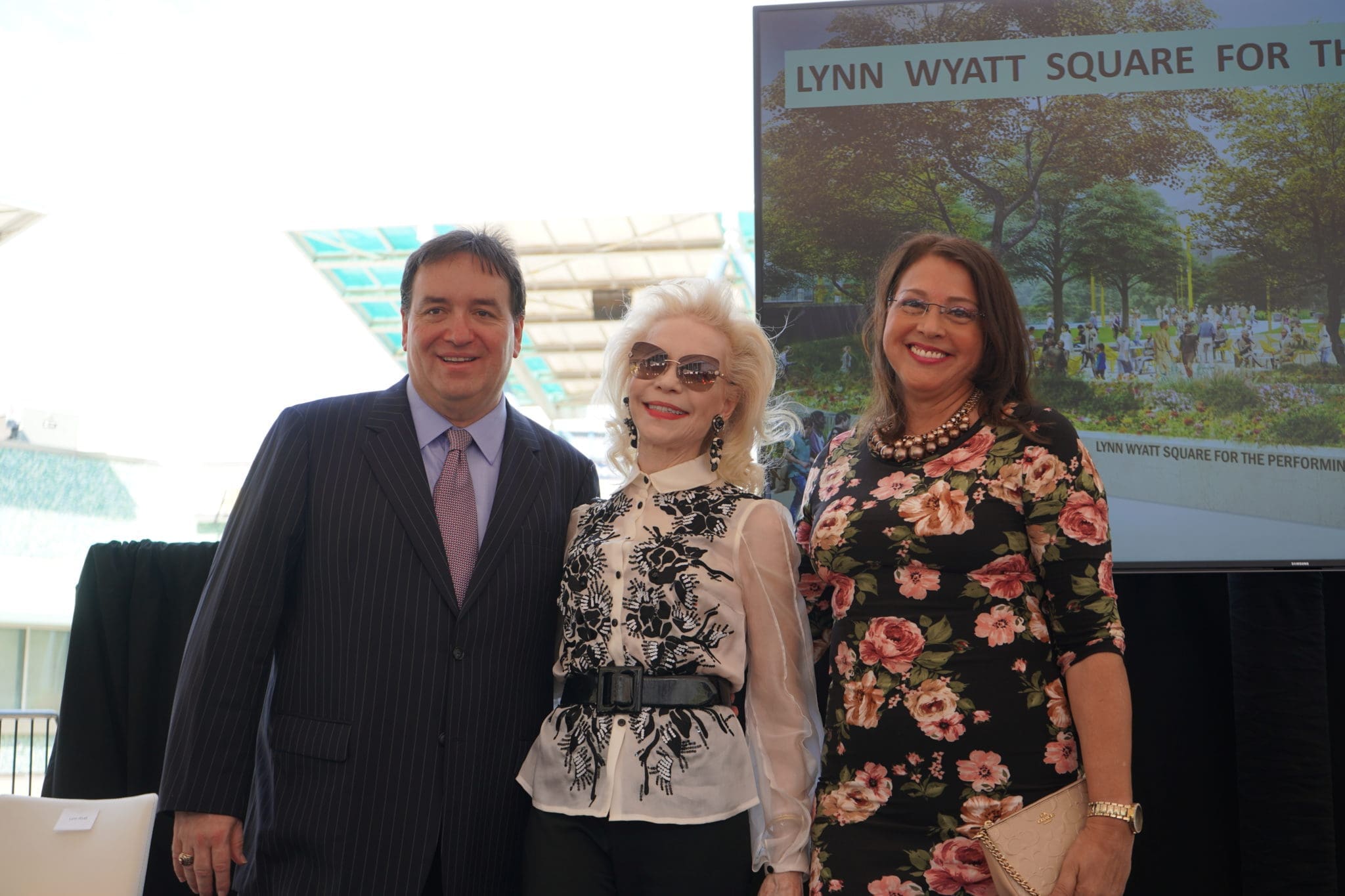Trey Wyatt, Lynn Wyatt, Mervyn Wyatt (Photo by Shane Hughes, Houston First)