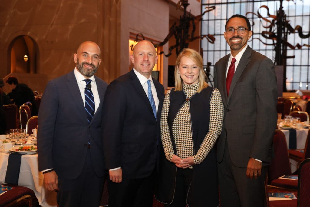 Mark DiBella, Jordan & Emily Mayre, John B. King Jr. at the YES Prep luncheon in Wortham Theater Center (Photo by Priscilla Dickson)