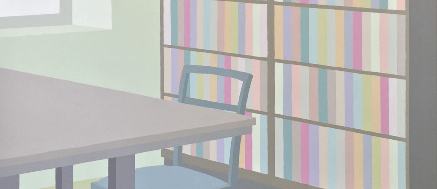 Zsofia Schwedger’s “Library #2,” 2017, acrylic on canvas. (Image courtesy of the artist)