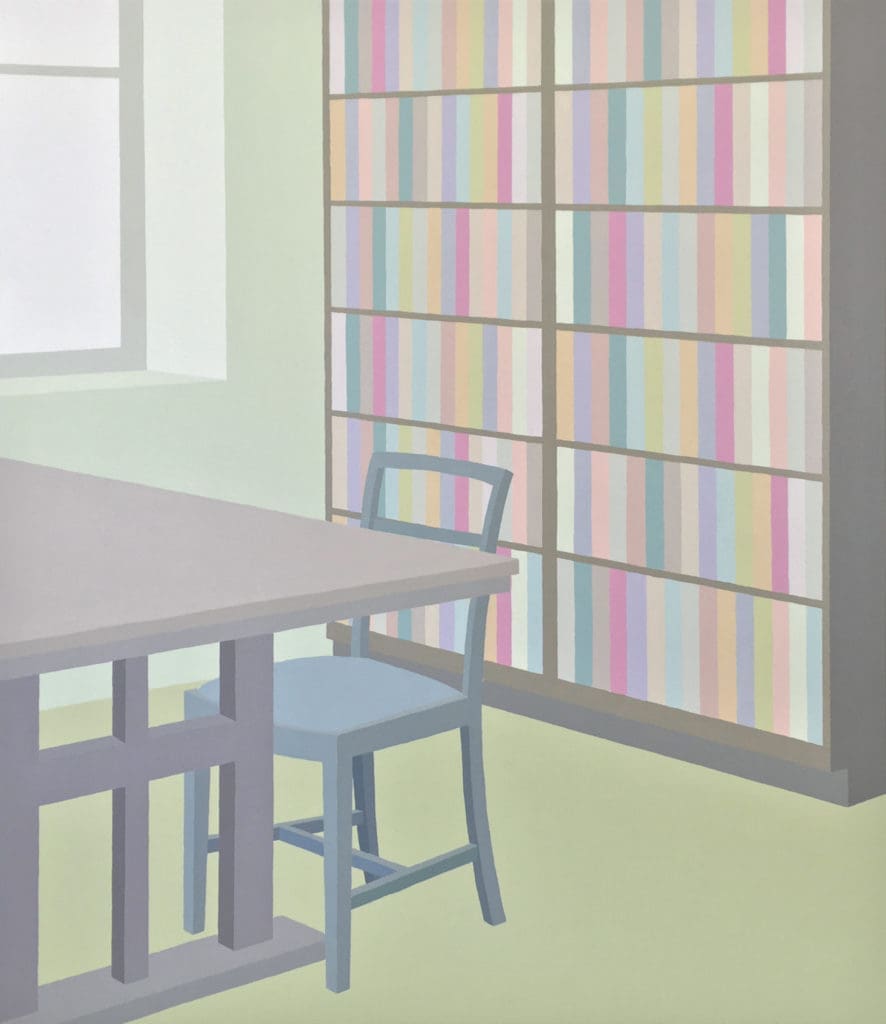 Zsofia Schwedger's "Library #2," 2017, acrylic on canvas. (Image courtesy of the artist) 