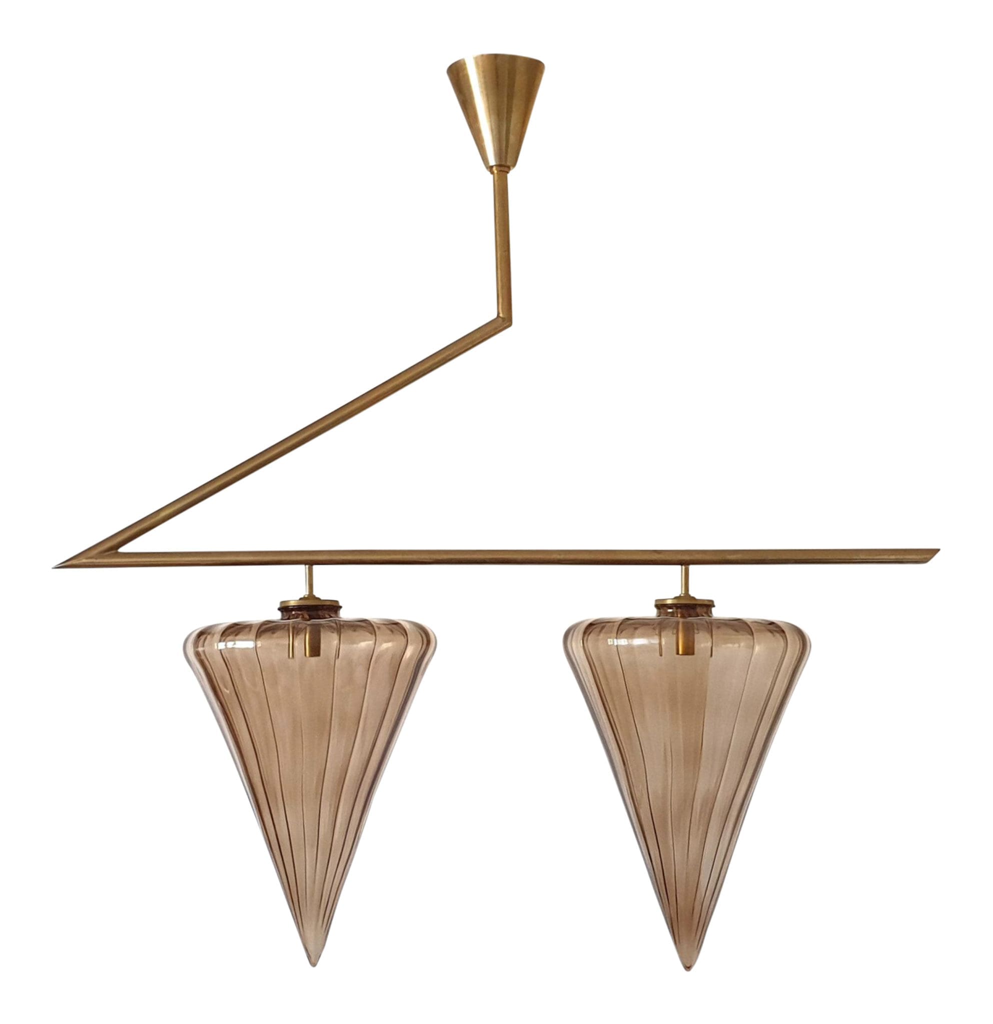 Mid Century Modern geometrical chandelier w/Murano glass attributed to Seguso