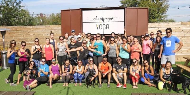 Stretch, sip, and party at the Champagne and Yoga Día de los Muertos event.