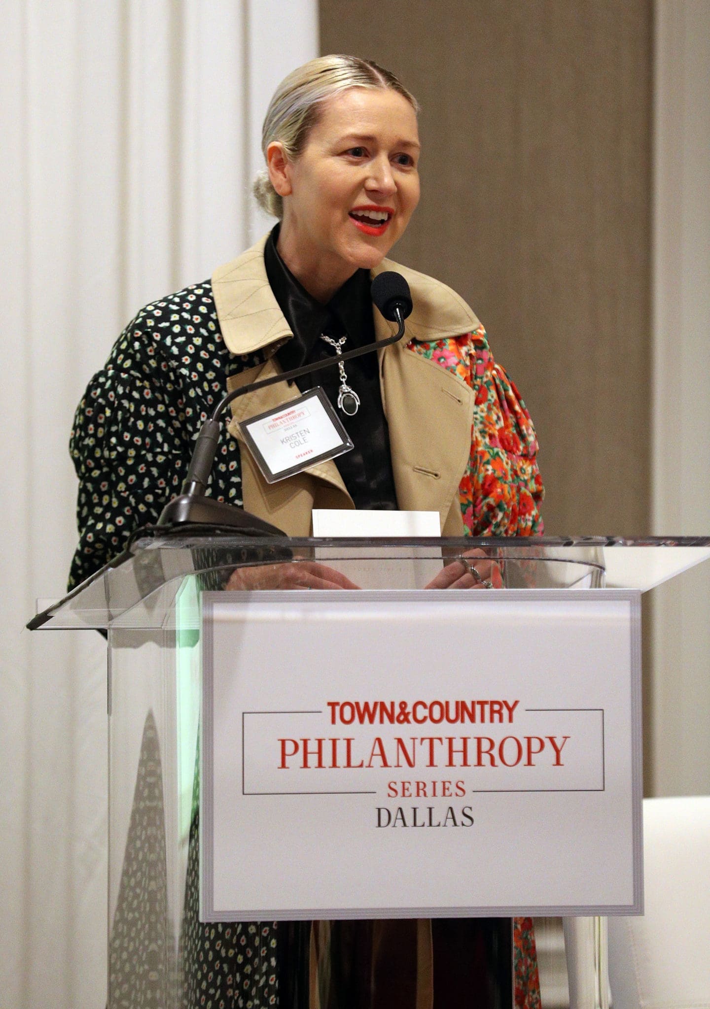 Kristen Cole, President and Chief Creative Officer of Forty Five Ten speaks at the Town & Country Third Annual Philanthropy Series