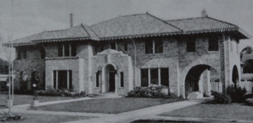 Vintage photo of No. 15 Courtlandt Place, completed in 1925 and designed by architect Carlos B. Schoeppl for two sisters, Caroline (Caro) Bryan Chapman and Johnelle Bryan.