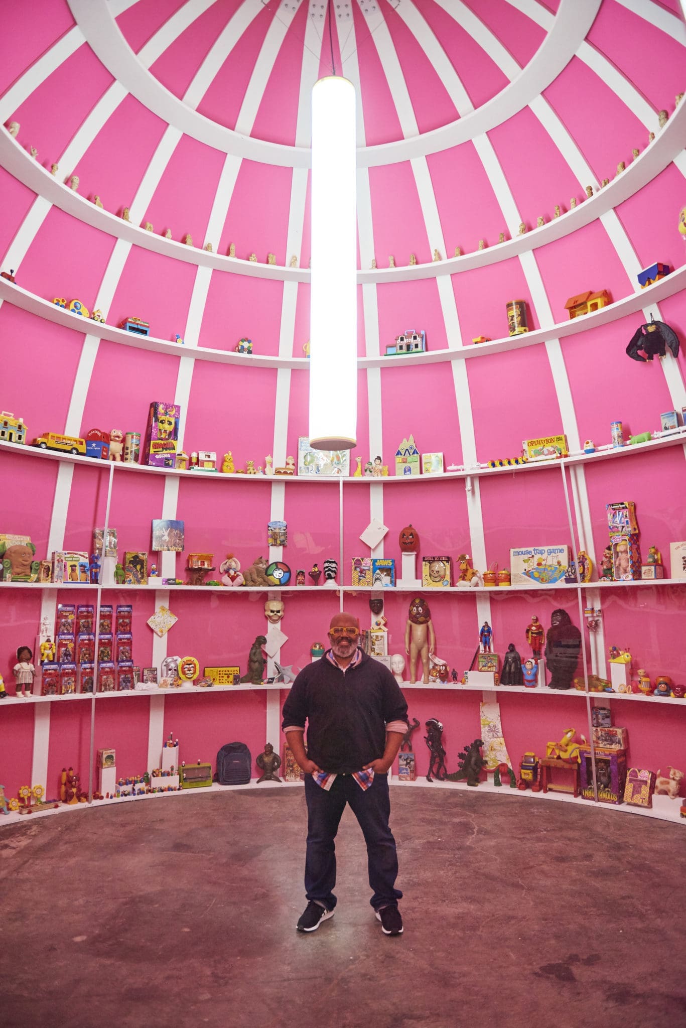 Internationally exhibited Trenton Doyle Hancock is the Texas talent whose tapestry will grace the new MFAH Kinder, where it will receive top wall treatment in the restaurant. (Photo by Kaelan Burkett, courtesy MASS MoCA)