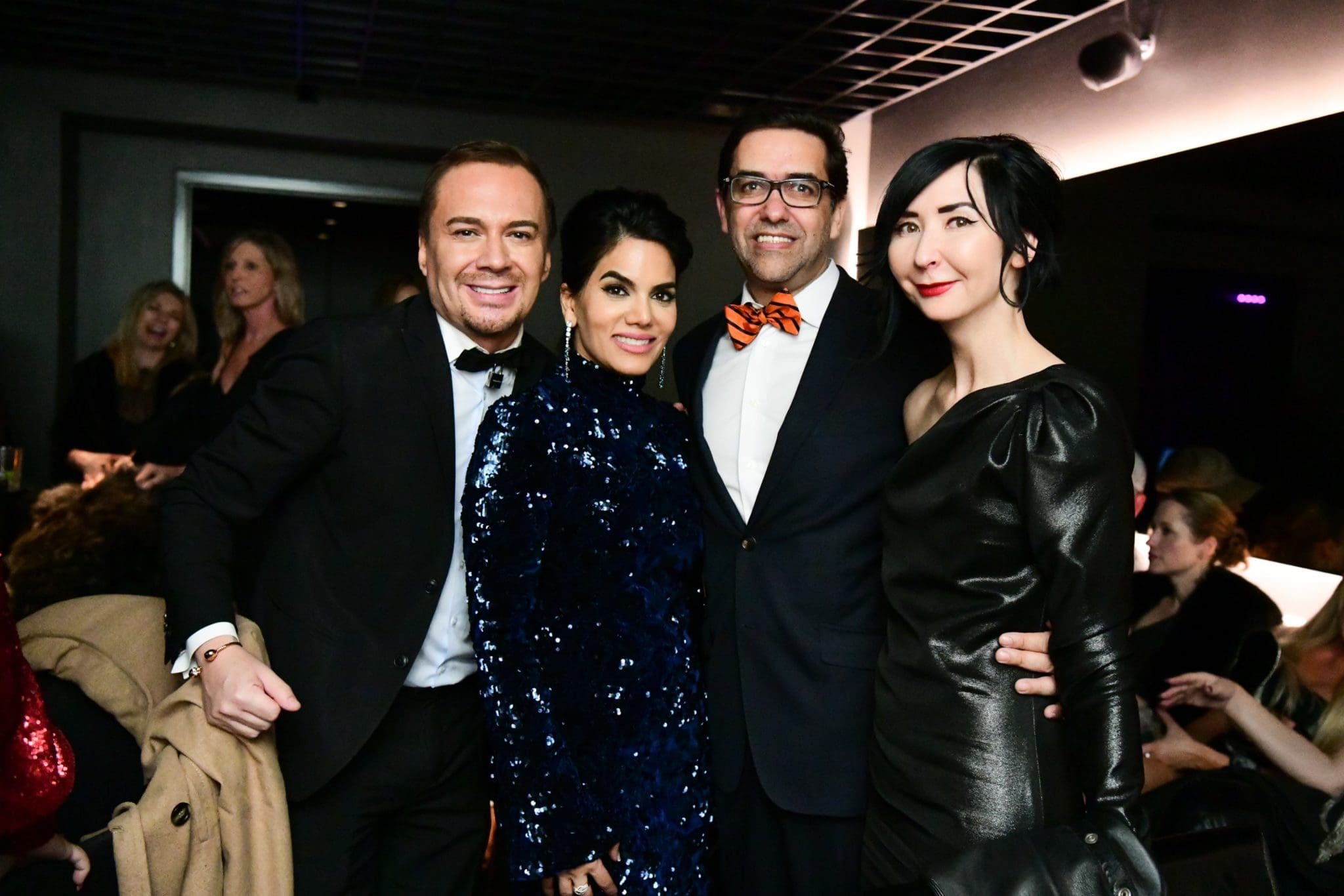 Adrian Dueñas, deisgner Nina Magon, Marcelo Saenz, BFF Carrie Brandsberg-Dahl at the 2019 Una Notte In Italia gala (Photo by Daniel Ortiz)