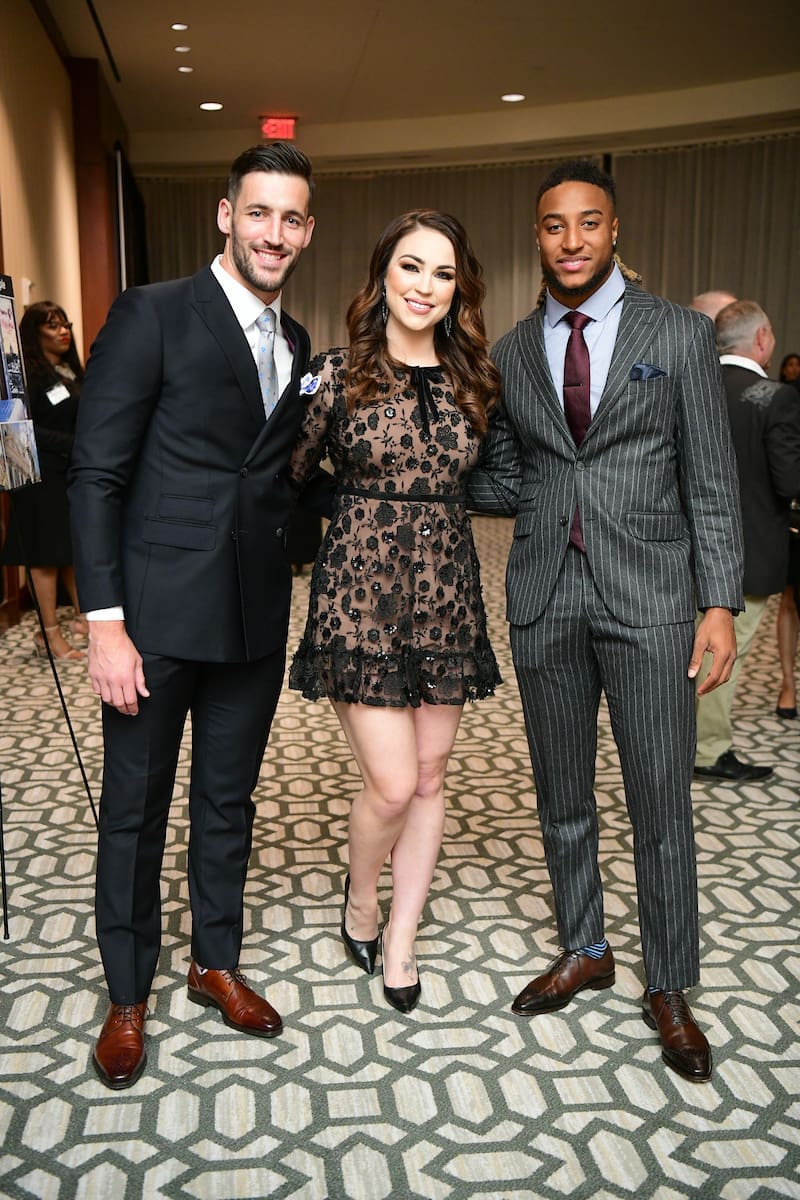 Sam Windsor, Raquel Fatiuk, Justin Reid in pinstripes  (Photo by Daniel Ortiz)