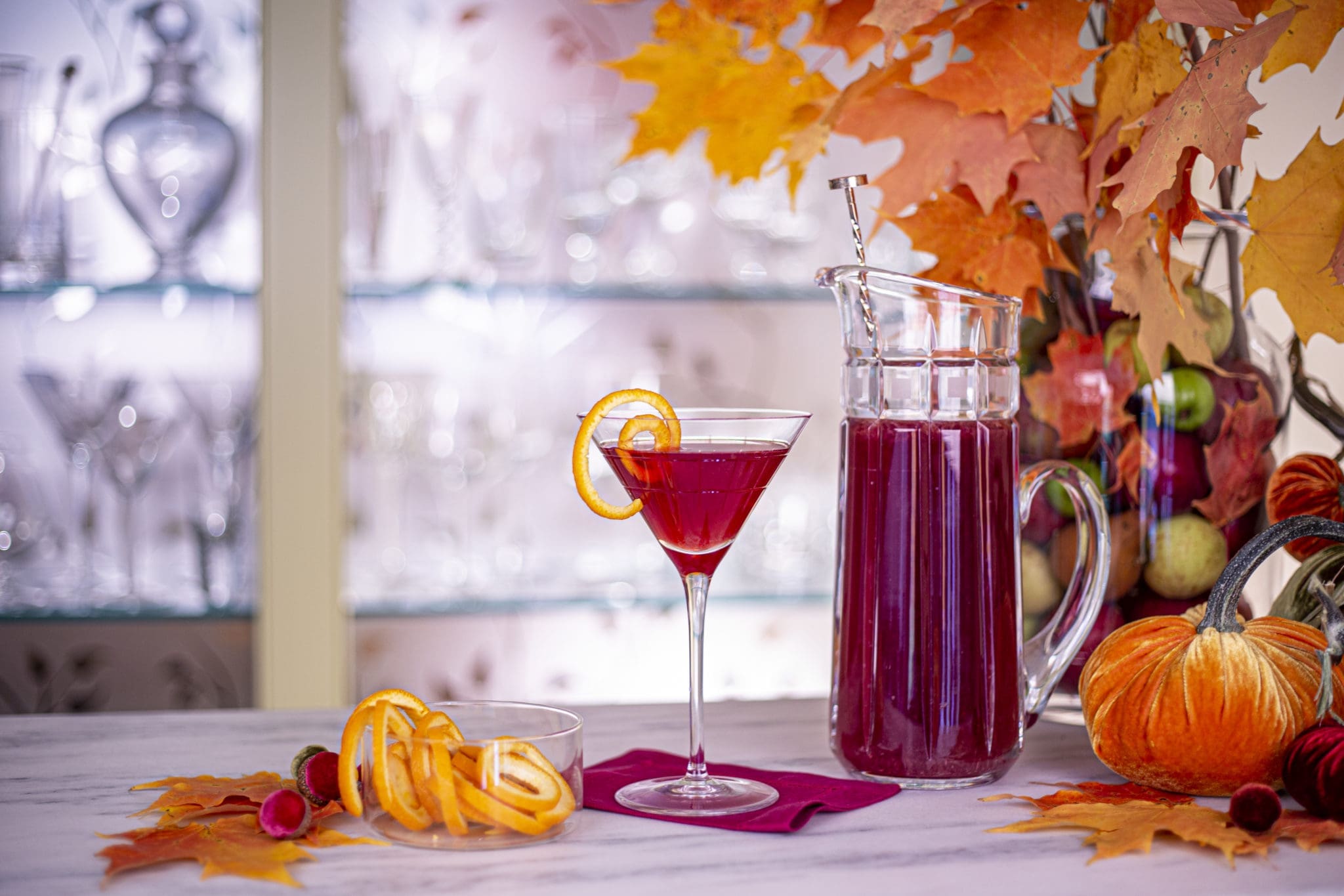 The Markitini, in Christofle's Graphik martini glass, made with pomegranate juice, fresh lime juice and orange syrup, Amaro Montenegro, and vodka, of course. 