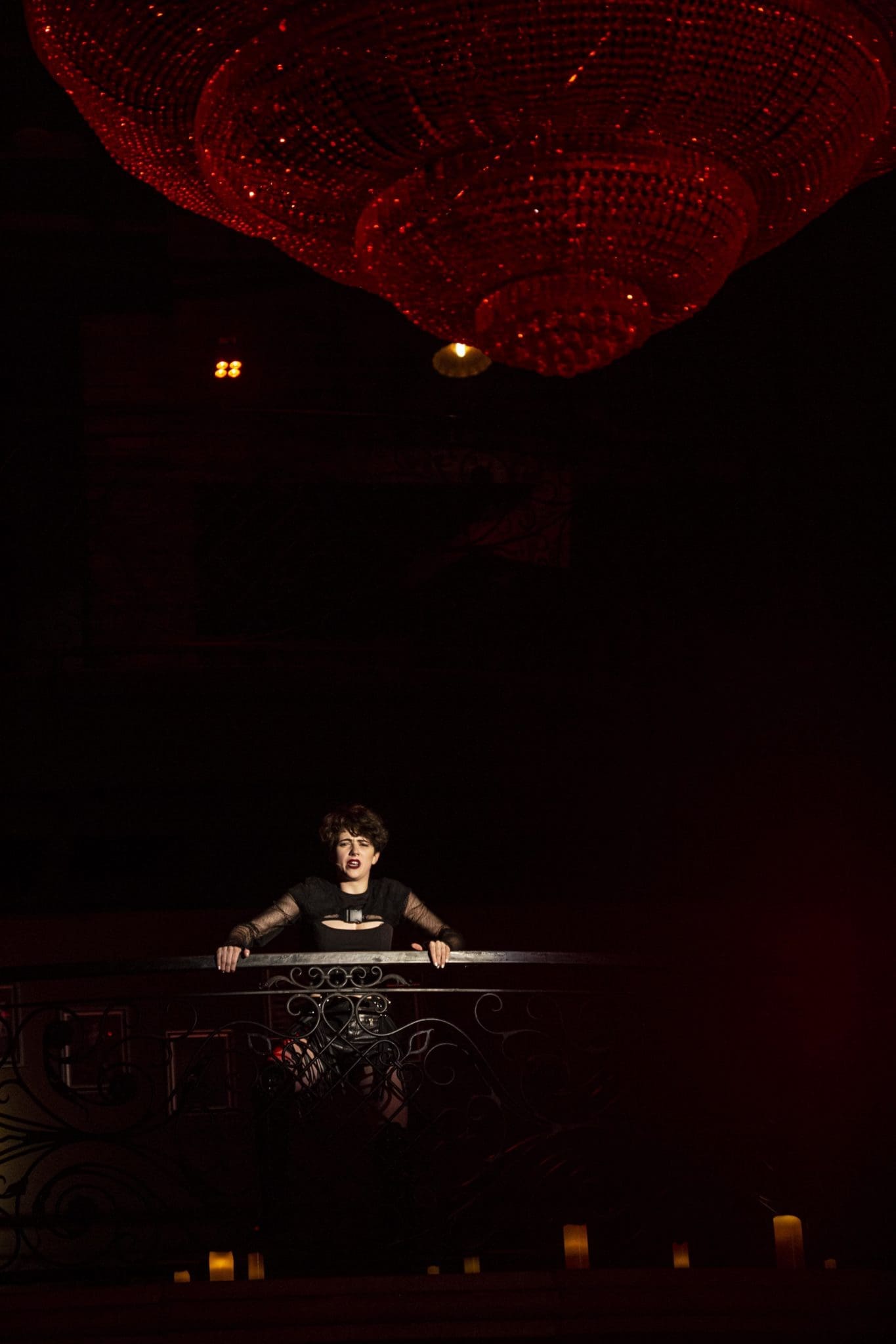 The musical gets immersive using all the Prohibition Theater space to tell the story.  (Photo by Claire Logue)