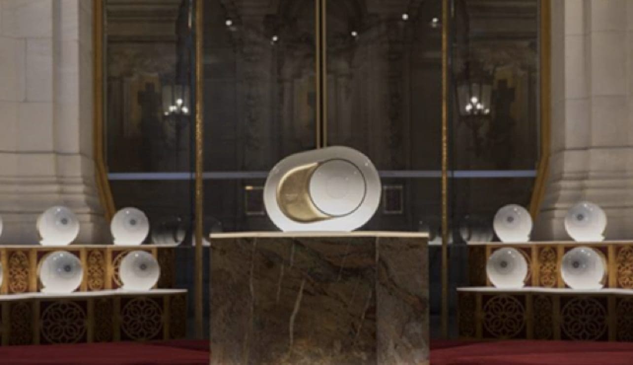 Devialet is showcasing their one-of-a-kind speakers. 