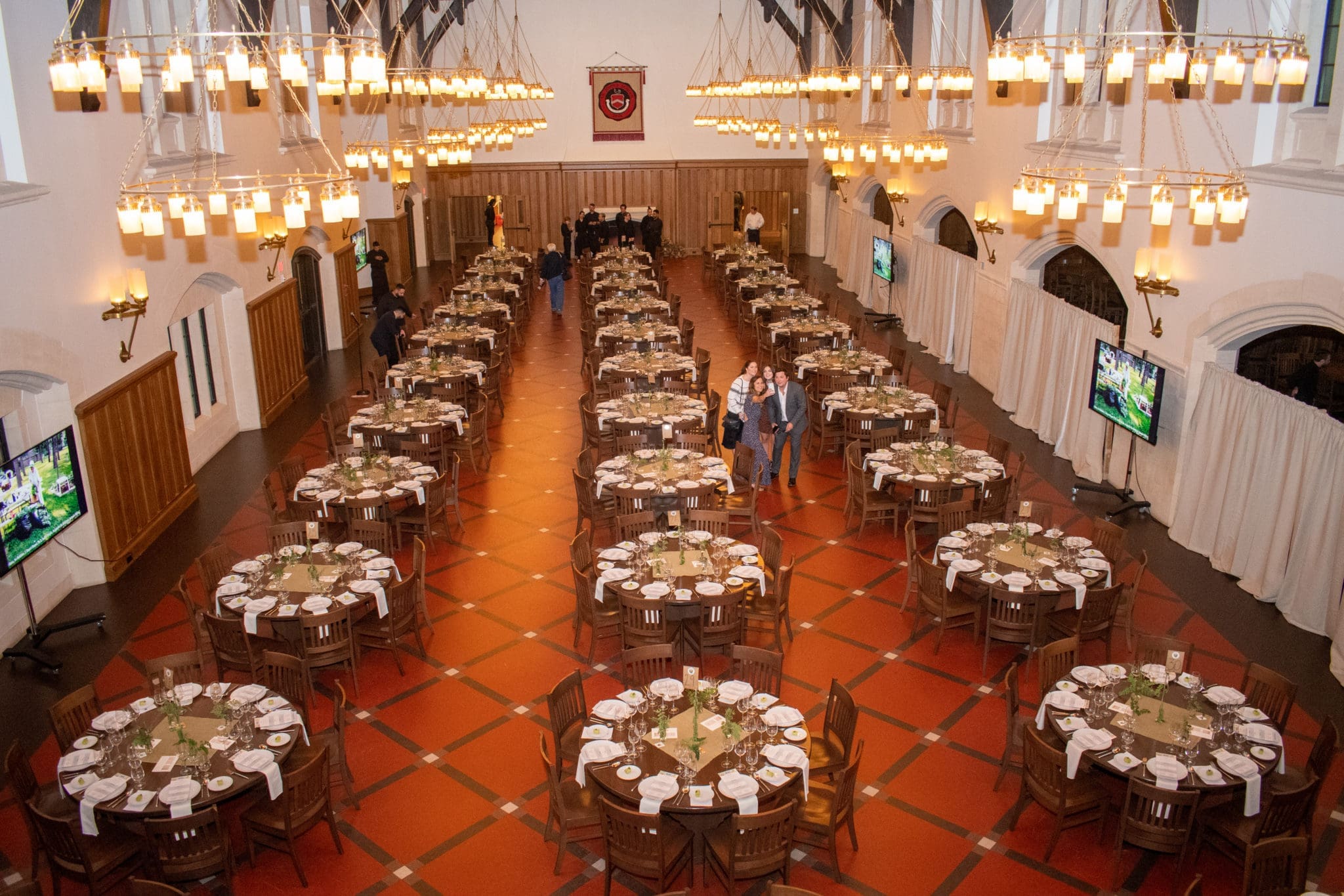 St. John's School dining hall is set for the Urban Harvest Sunday Supper. (Photo by Emily Jaschke)