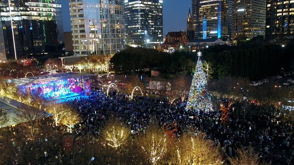 The Tree Lighting Celebration at Klyde Warren Park is a sight to see.