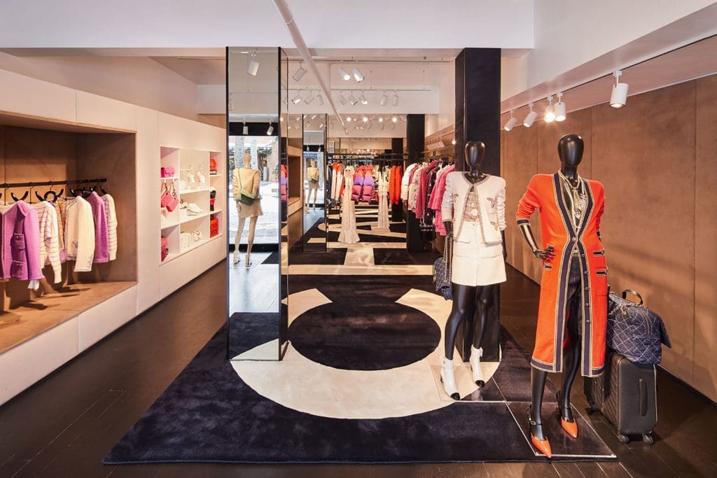 The nearly 2,000-square-foot shop features ready-to-wear, shoes, handbags, jewelry, and fragrance. (Photo by Sam Frost)