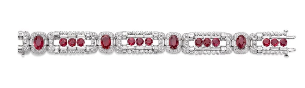 Ruby and Diamond Bracelet in 18K white gold.