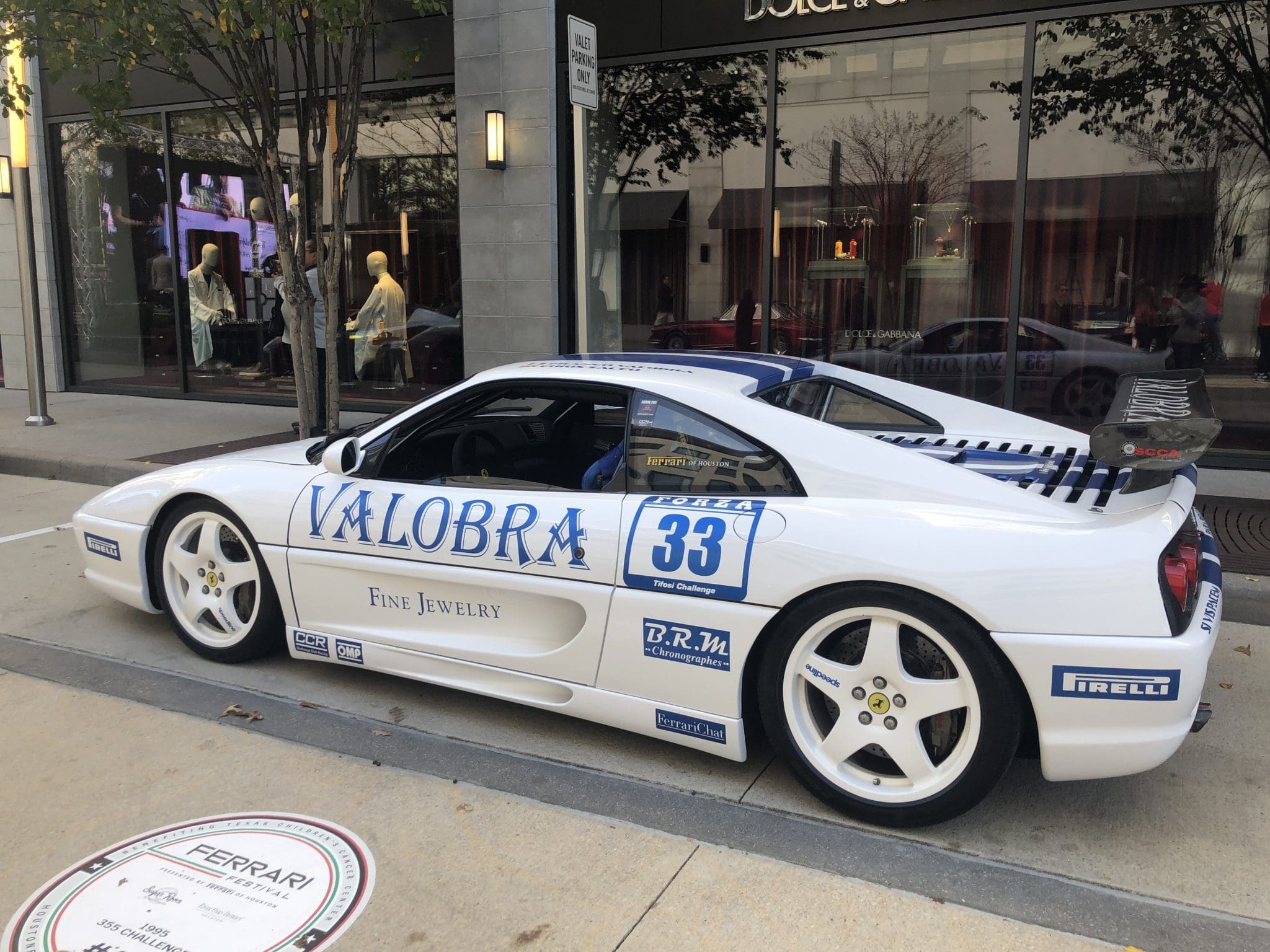 One of festival founder Franco Valobra's Ferraris, saluting his jewelry emporium. (Photo by Shelby Hodge)