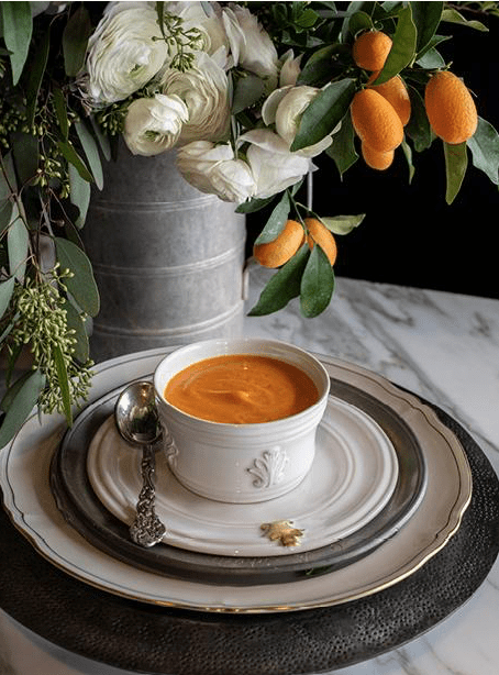 Carrot coconut soup from the Beautiful Living cookbook.  (Photo by Janet Buller)
