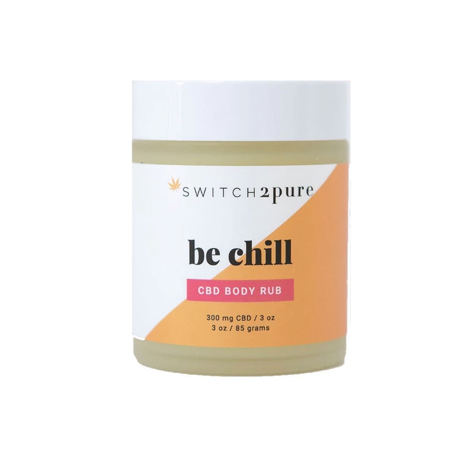Switch2Pure Be Chill CBD Body Rub $55, at Switch2Pure, switch2pure.com.