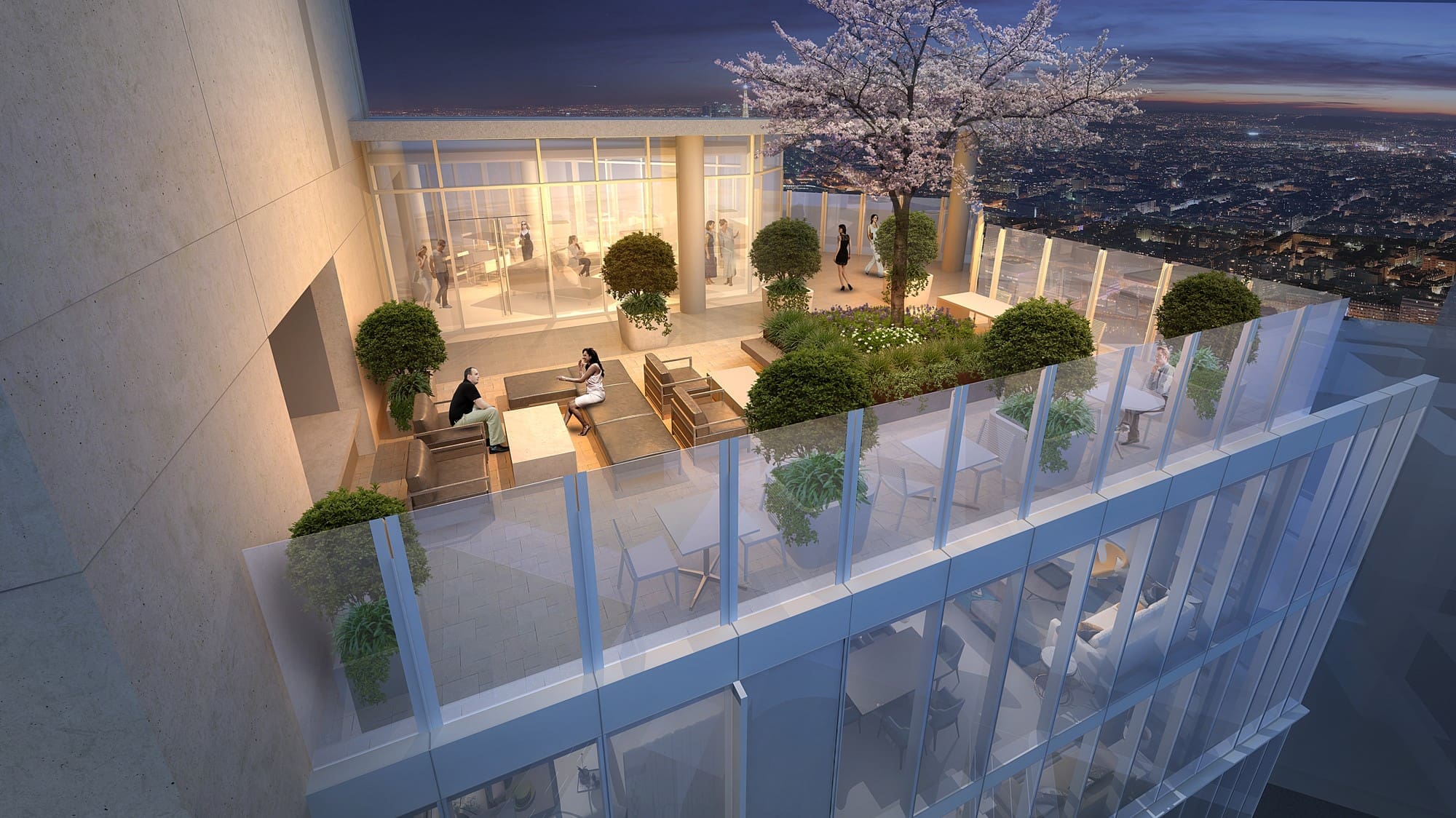 The Preston Amenity Level Outdoor Sitting Space; Rendering Courtesy of Munoz + Albin Architecture & Planning