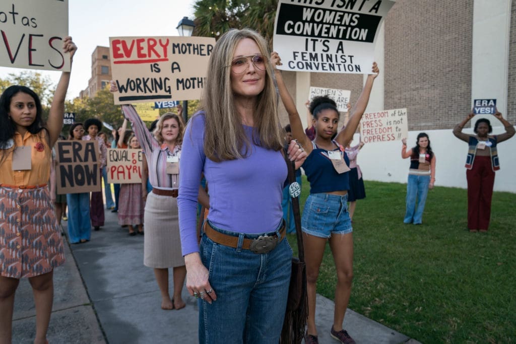 Julianne Moore appears in <i>The Glorias</i> at the 2020 Sundance Film Festival. Courtesy of Sundance Institute | photo by Daniel McFadden/Sundance Institute 