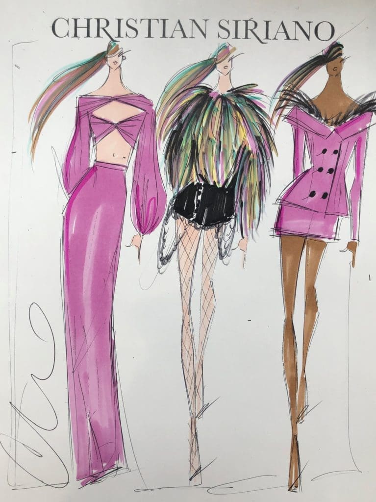 "For this season I let my imagination run wild. I was first inspired by the film "Birds of Prey" where I took ideas of Harley Quinn running through a dark abandoned carnival fun house. This led to a mythical, gothic and artistic experimental collection. I even found myself looking to the Dadaism art movement of the early 20th century for ideas of sculpture, form, futurism and expression." — Christian Siriano (Courtesy of Christian Siriano)