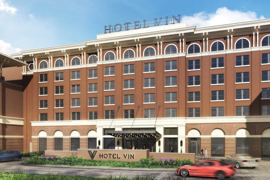 Hotel Vin is connected to the new food hall, Harvest Hall. 
