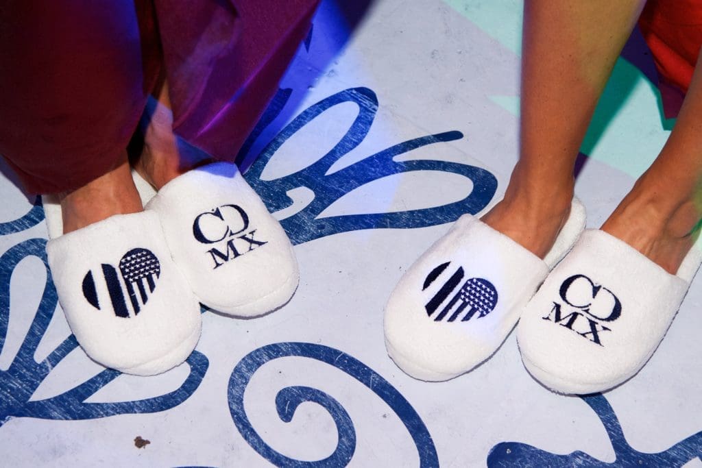 Souvenir slippers from the Pruner-Gómez del Campo Neme wedding. (Photo by Graciela Ubando)