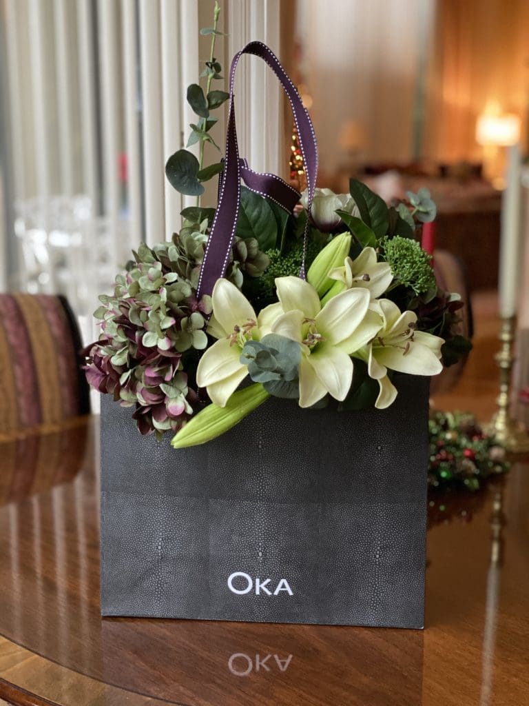 Ladies attending the OKA/Adam Lippes pop-up left not only with armloads of purchases but also a floral-filled shopping bag.