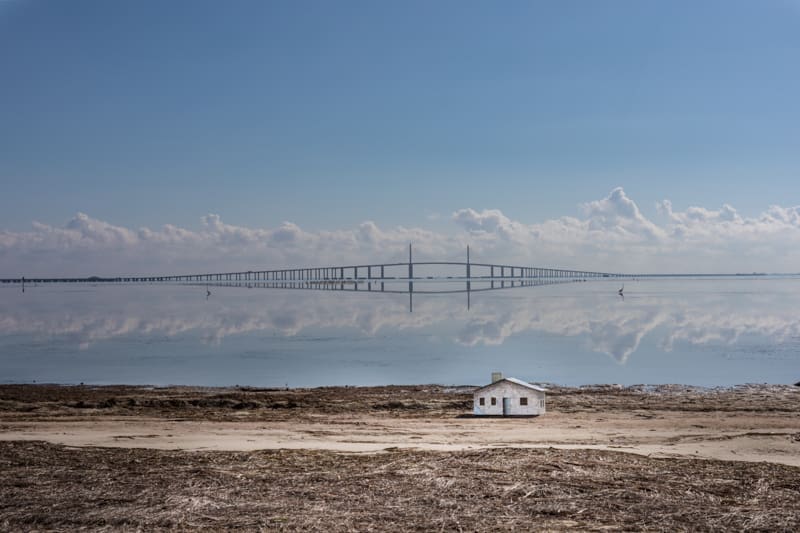Jane Szabo’s “November 10, Sunshine Skyway,” 2019, highlights the power of nature over man. Szabo, who’s in the collection of the Los Angeles County Museum of Art, is the grand opening solo act for Foto Relevance, set for Saturday, February 8, at the gallery’s new space, on the ground floor of 4411 Montrose.