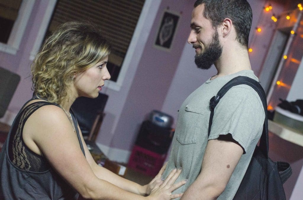 Actor Wachs with Jeremy Gee in the Rec Room production of Sender. (Photo by Tasha Gorel)