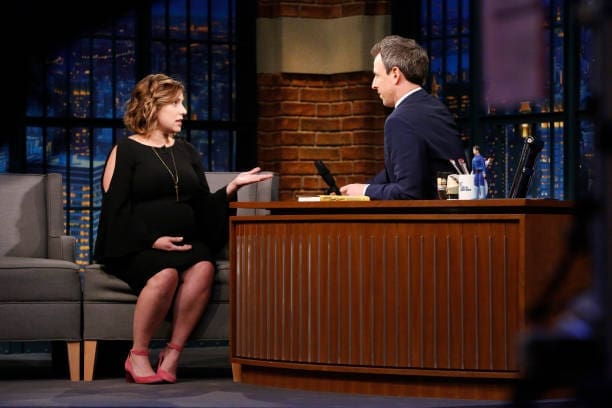 Stephanie Wittels Wachs on Late Night with Seth Meyers 2018, discussing her memoir Everything is Horrible and Wonderful. (Photo by: Lloyd Bishop/NBCU Photo Bank/NBCUniversal via Getty Images via Getty Images)
