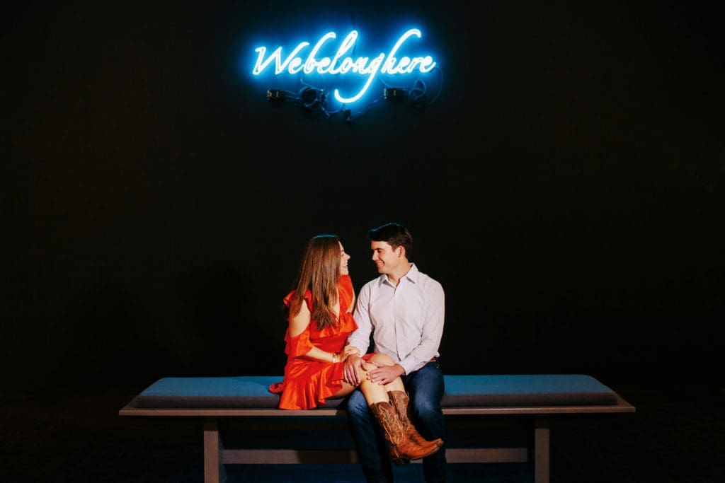 Mike hired two photographers to capture the surprise moment of his proposal in the Blanton Museum in Austin.