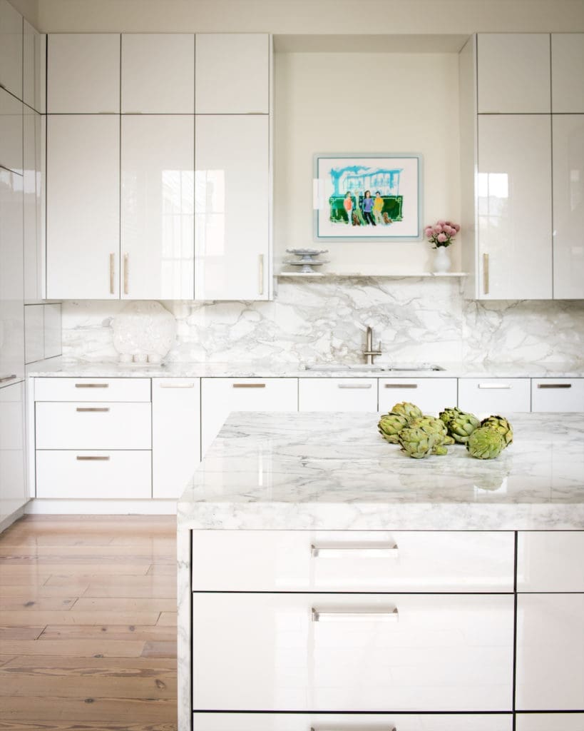 The marble-filled kitchen of Jane Scott Hodges' New Orleans home. (Photo by Paul Costello)