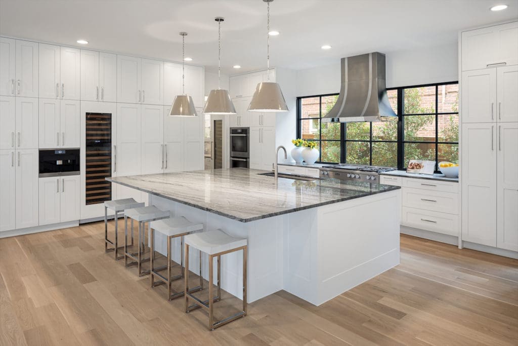 An excess of counter space and custom cabinetry. 