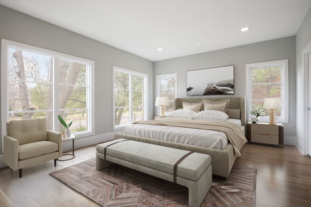 The home features five private en-suite bedrooms and six full bathrooms. 