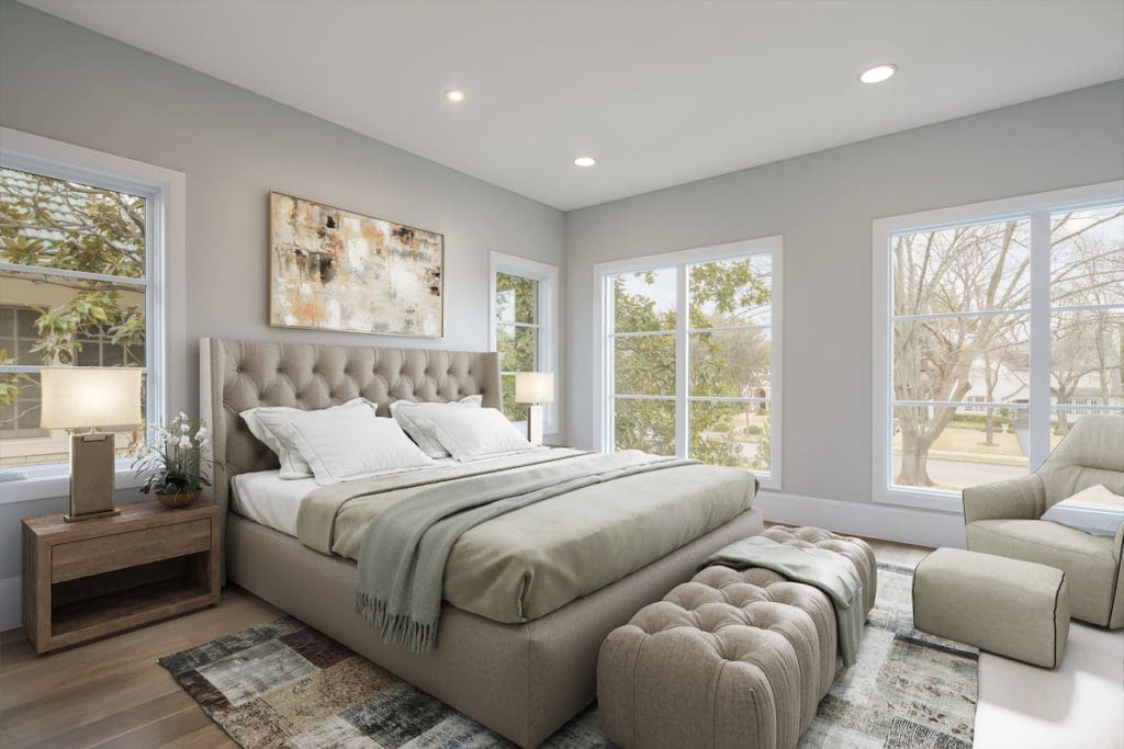 The home features five private en-suite bedrooms and six full bathrooms. 