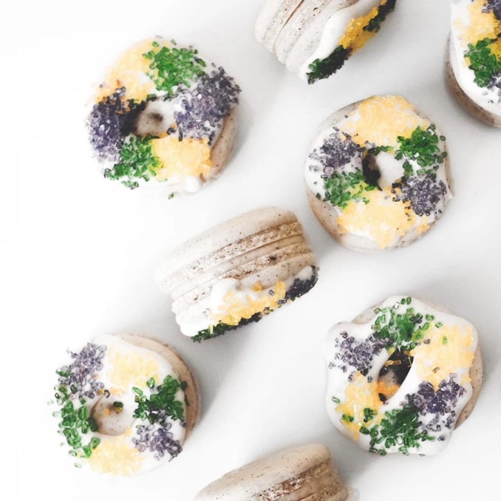 We The Birds has Mardi Gras macarons for a limited time. (Courtesy of We The Birds)