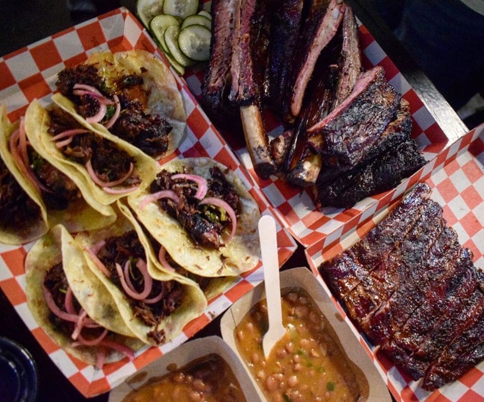Beef cheek tacos, with both beef and pork ribs.