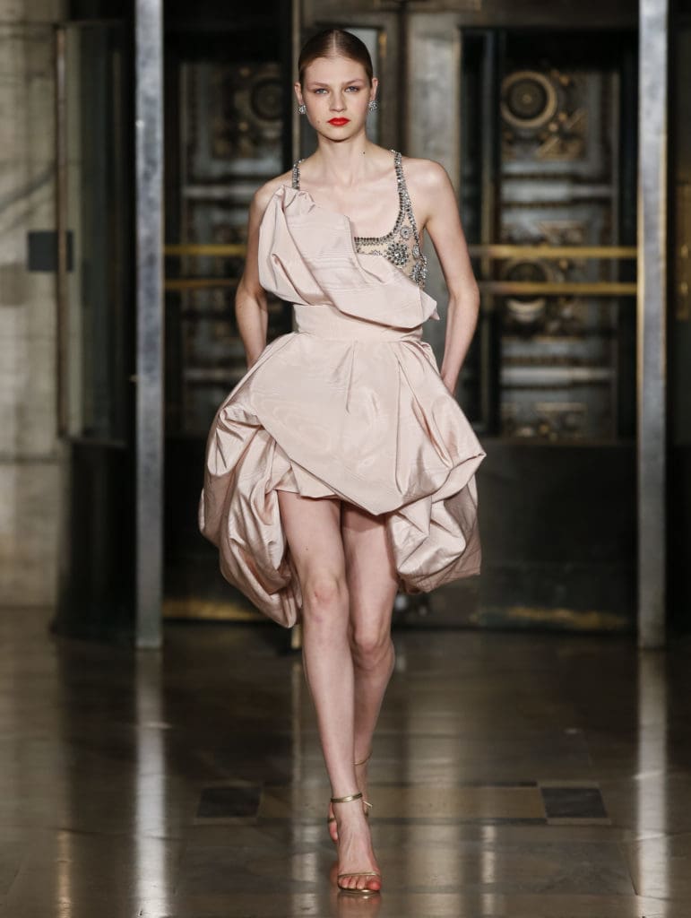 Oscar de la Renta moire faille draped cocktail dress. (Photo courtesy of Oscar de la Renta)