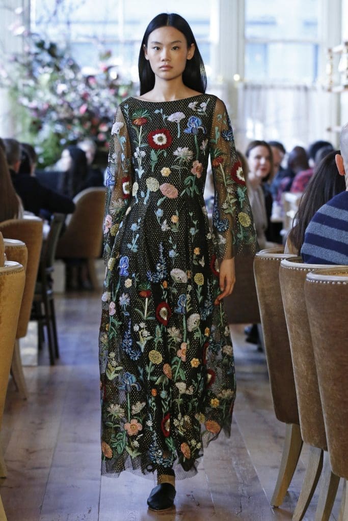 Adam Lippes floral embroidered point d'esprit dress. (Photo by Dan Lecca)