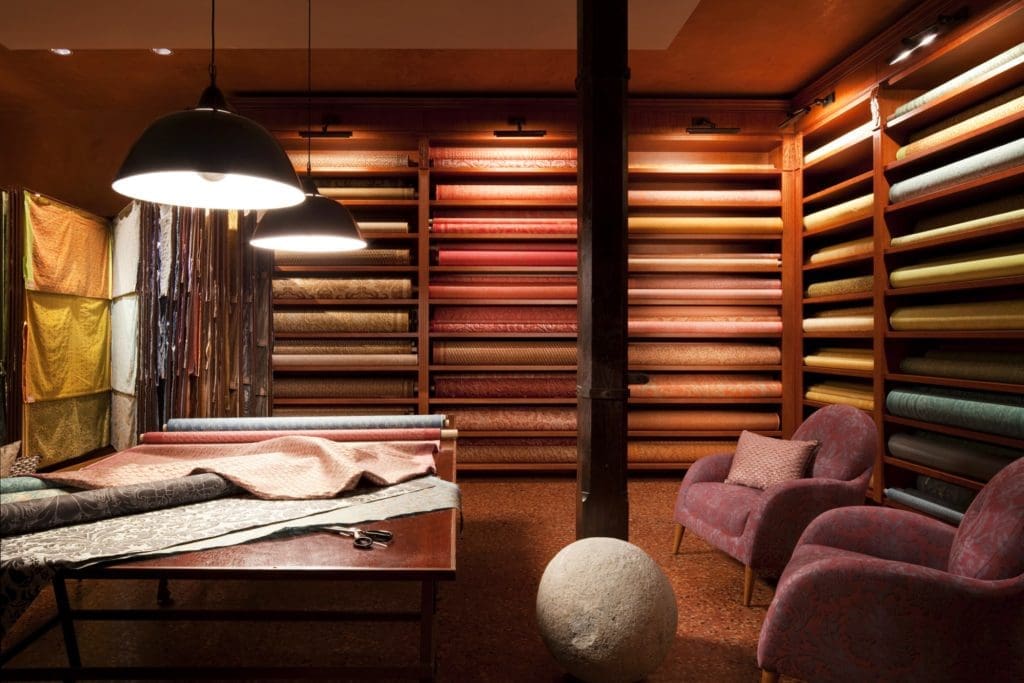 Inside Fortuny's Venice Showroom (photo by Steve Freihon)